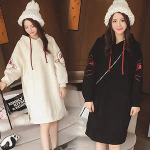 胖妹妹秋冬装大码女装胖mm宽松长袖中长款加绒卫衣外套200斤显瘦杨桃