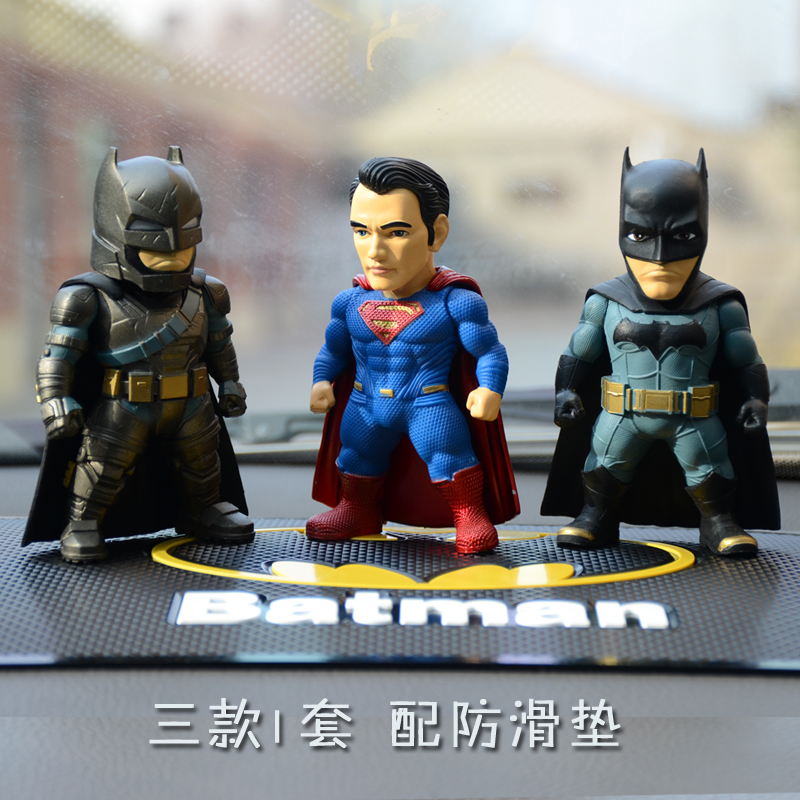 正义联盟 漫威Q版手办模型汽车载摆件公仔超人蝙蝠侠玩具礼品礼物