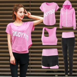 健身房跑步瑜伽珈服专业运动衣套装女秋冬季宽松速干健身服五件套瑜珈服