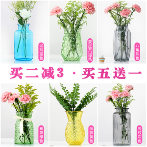 欧式简约透明花瓶创意玻璃客厅摆件水培插花干花花器富贵竹装饰品花瓶装饰品