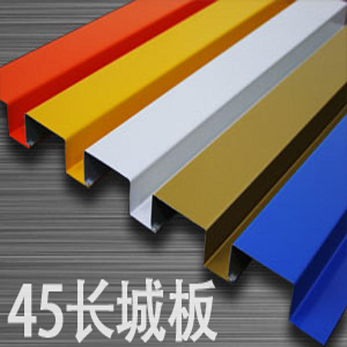 f45无缝防雨长城扣板仿生态木纹扣板条凹凸型扣板招牌门头铝合金
