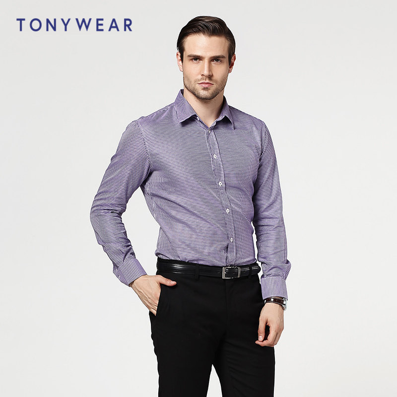 TONY WEAR汤尼威尔男士商务休闲多色多花纹长袖衬衫绅士衬衣包邮
