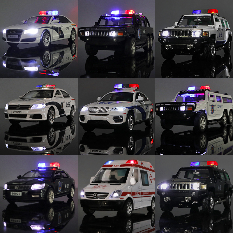 警车玩具汽车模型仿真合金儿童玩具警察车男孩儿童玩具车开门