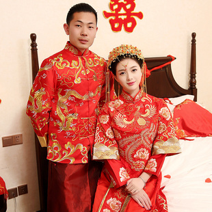 秀禾服男女套装黄晓明baby结婚同款敬酒服唐装中式新郎礼服龙凤褂