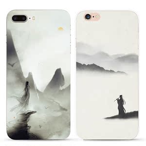 唯美中国风苹果iphone7  s plus s手机壳古风水墨画硅胶全包软壳 ￥