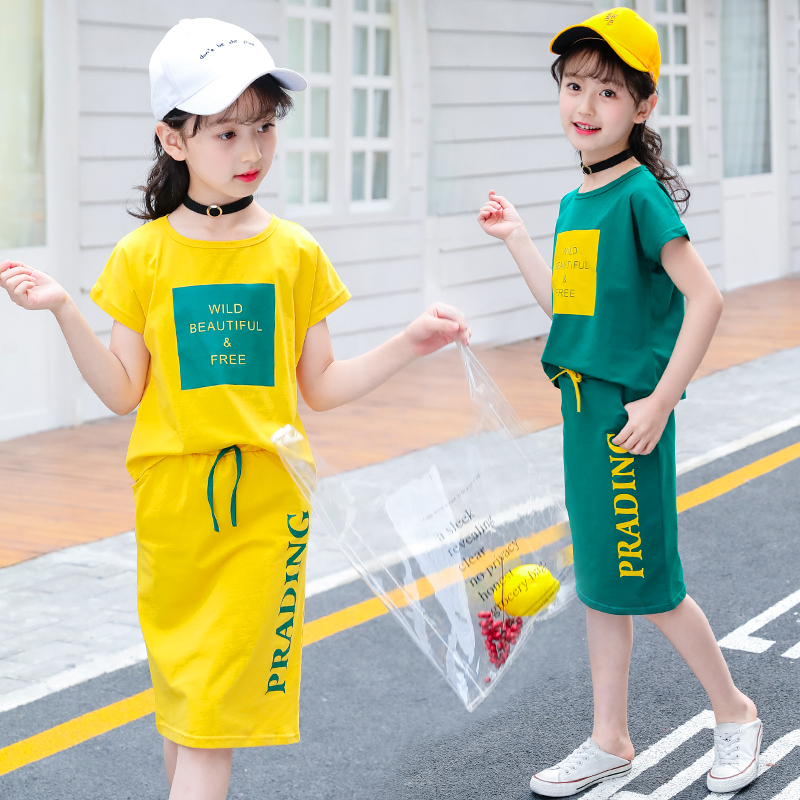 女童夏装2019新款时髦套装5洋气6韩版7女孩衣服8中大童9两件套潮