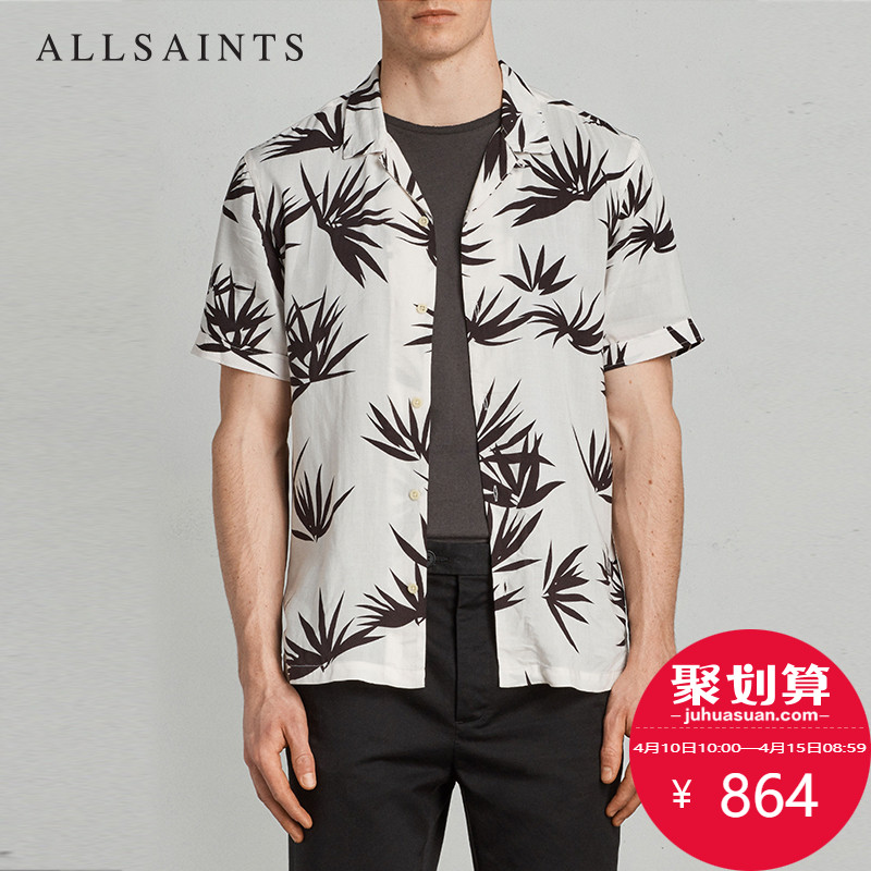 ALLSAINTS男士夏威夷系列BHUTAN短袖衬衫宽松休闲衬衣MS069N
