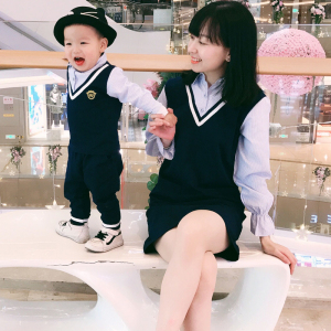亲子装2018新款春装套装全家装潮衬衫一家三口装母子女装夏父子装亲子装