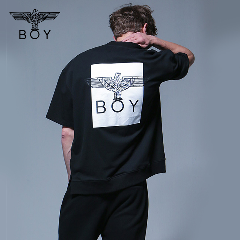 boylondon韩版夏潮牌男圆领套头大码嘻哈宽松短袖T恤衫B72TS02U