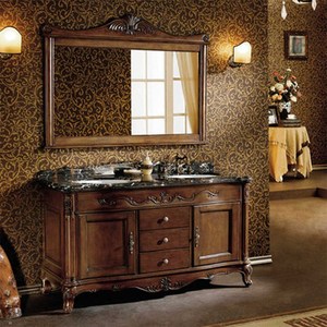 新款美式实木落地浴室柜图片