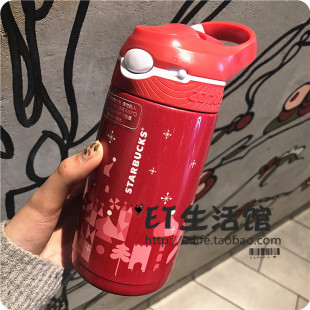 contigo 星巴克杯子 2018 圣诞新款糖果城堡不锈钢吸管保温杯包邮