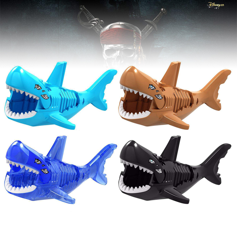 新款幽灵鲨鱼积木兼容乐高加勒比海盗动物系列人仔小颗粒拼装玩具