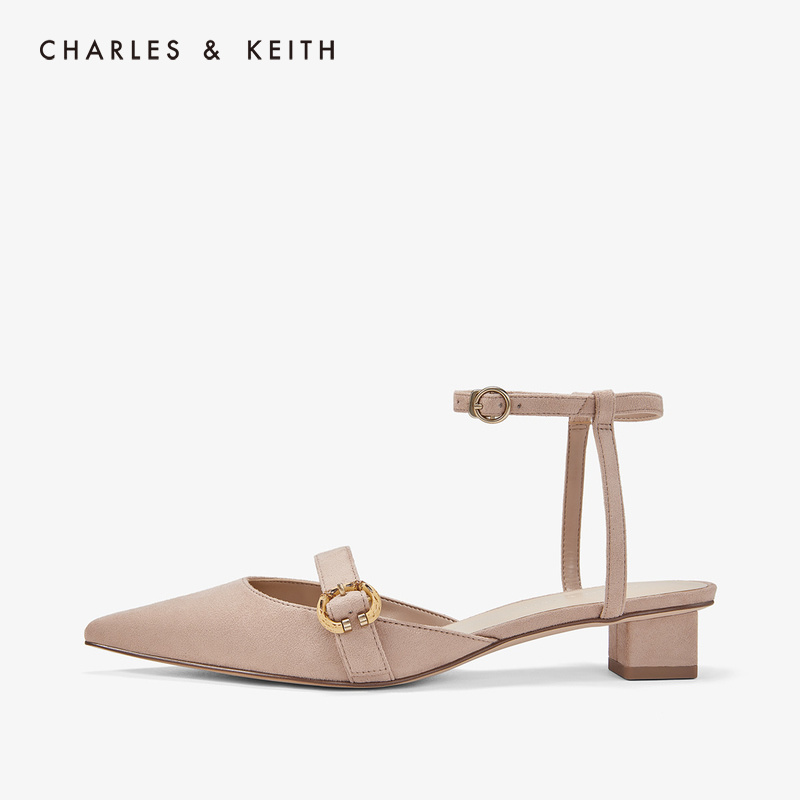 CHARLES＆KEITH低帮鞋CK1-61680045后绊带竹节扣饰女士低跟鞋