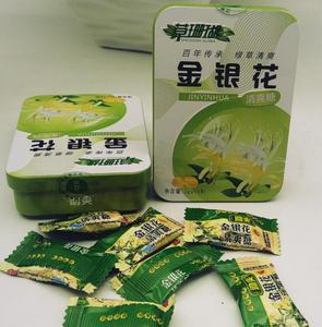 包邮清爽糖草珊瑚润喉糖含片金银花糖助爽糖一盒16粒独立包装铁盒