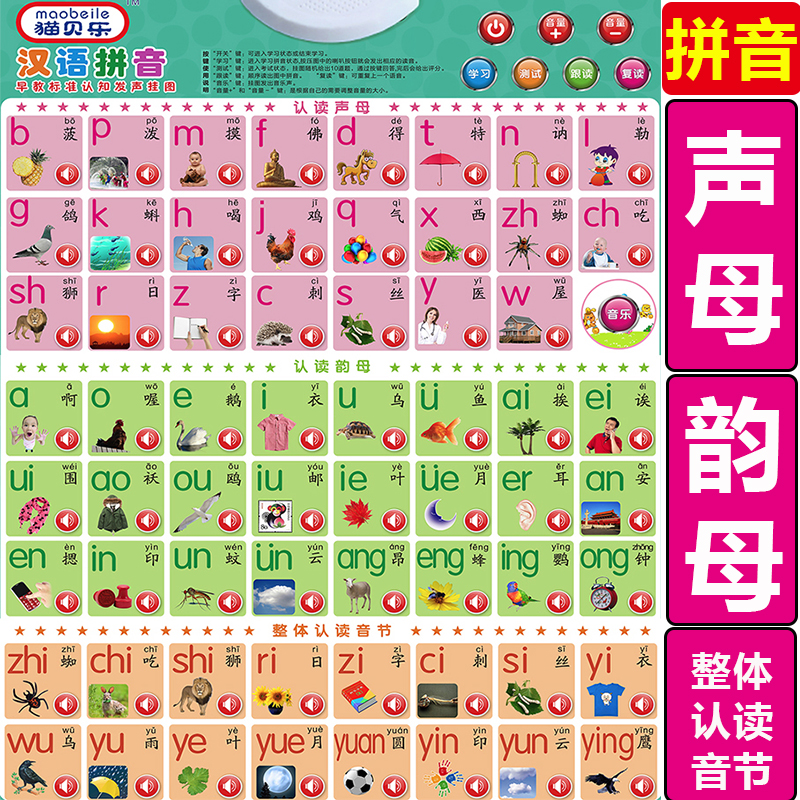 学汉语拼音声母韵母整体认读音节表有声挂图全套一年级发声字母表