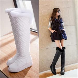 class=h>雪地靴 /span>长靴女冬中筒靴冬靴兔毛冬季靴子白色