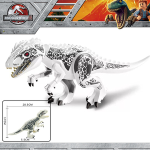 白色变种暴龙霸王龙侏罗纪世界2恐龙拼装积木男孩模型兼容乐高