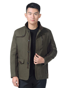 中年军旅装男外套中年秋30-40岁纯棉成熟中款夹克男帅气茄克上衣