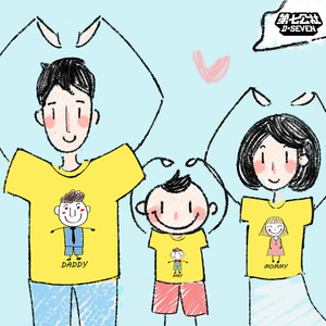 亲子装夏装2018新款潮全家装短袖t恤一家三口母女装家庭装父子装亲子装