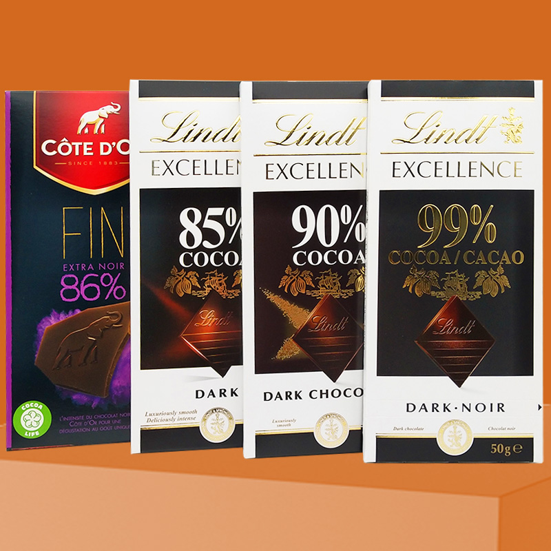 瑞士莲 克特多金象 85%86% 99%可可黑巧组合装4块组合 进口巧克力