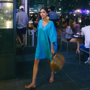 daisydaisy 韩国 好颜色V领纯色连衣裙女夏2018气质裙装连身裙