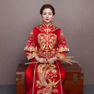 秀禾服新娘礼服嫁衣中式结婚婚纱旗袍敬酒服龙凤褂秀和服喜服2017中式婚纱