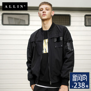 allin新款男士外套潮流休闲宽松韩版春秋青年棒球服bf飞行员夹克男士夹克