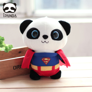 ipanda爱潘达熊猫毛绒公仔超人蝙蝠侠蜘蛛侠布艺玩具车载卡通玩偶