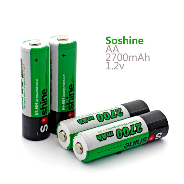 Soshine正品行货5号镍氢充电电池玩具遥控器可用真实可测2700容量