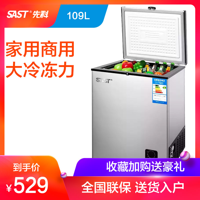 SAST/先科 冰柜家用小型小冰柜迷你冷藏冷冻商用冷柜卧式冷冻柜