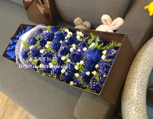 蓝色妖姬花束蓝玫瑰礼盒花束上海同城鲜花速递上海鲜花店订花送花$