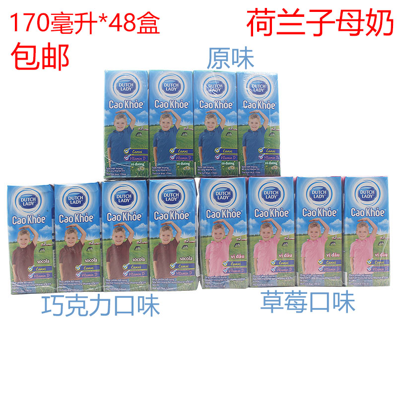 包邮/越南进口荷兰DUTCHLADY子母奶170ml*48盒甜牛奶3味可选