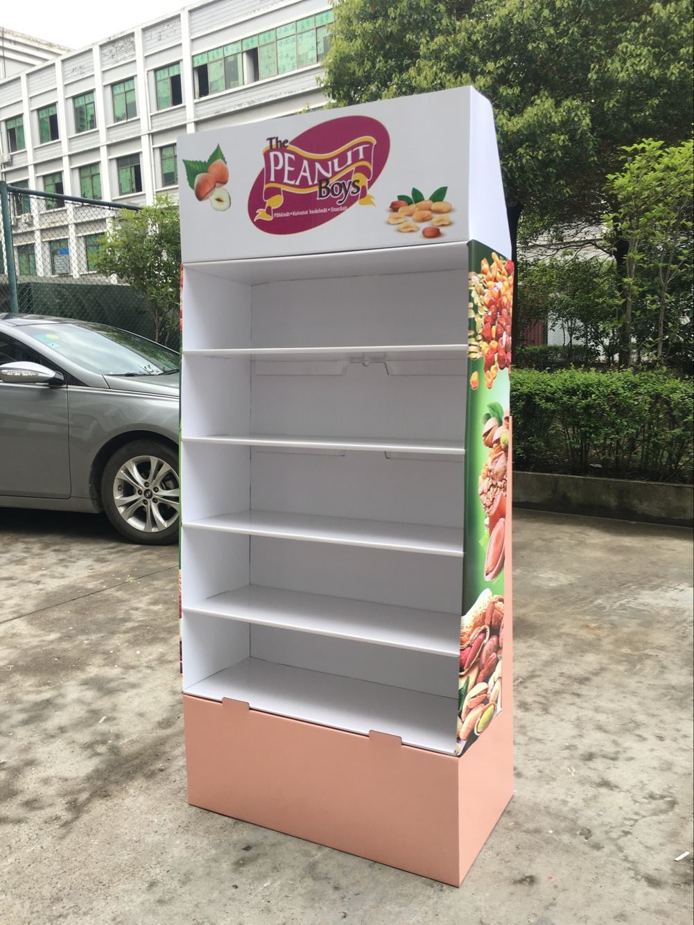 供应环保商超纸货架坚果 腰果蓝莓干食品类纸货架落地式纸质展架纸展架