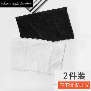2件装裹胸女抹胸文胸无肩带内衣白色蕾丝防走光短款性感聚拢摸胸裹胸