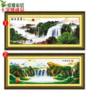 旭日东升十字绣成品机绣画山水画风景画客厅新款简约现代图案出售