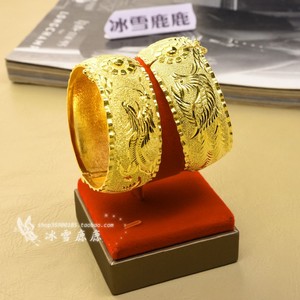 镀金镯子仿真龙凤金手镯不掉色图片