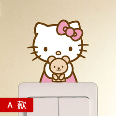 52001 Hello Kitty开关贴易美炫彩可移除墙贴纸 客厅卧室儿童房