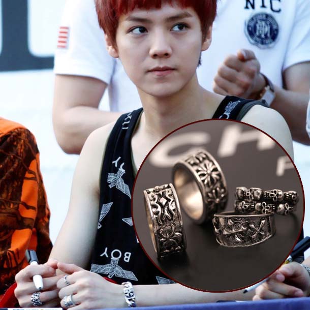 exo-m 鹿晗 同款 复古克罗心戒指男女十字架食指戒环潮男配饰饰品
