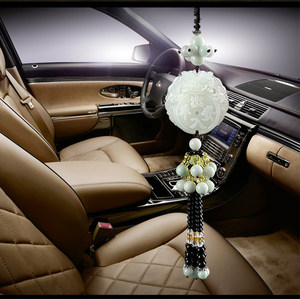 汽车挂件白玉石貔貅车内挂饰吊饰车载饰品摆件