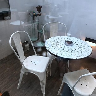 户外桌椅白色现代简约马赛克桌椅三件套 mosaic bistro set