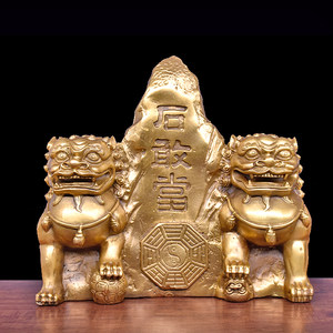 纯铜双狮子石敢当开光泰山石敢当补缺角化路冲煞天斩煞枪煞横梁煞