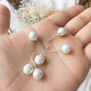 包邮珍珠925纯 span class=h>银耳钉 /span>女防过敏韩国淑女简约个性