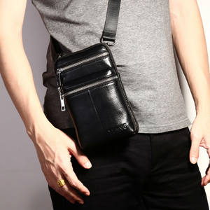 真皮中年手机包男士穿皮带5.5寸多功能牛皮老