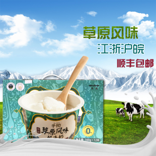千初新疆草原风味酸奶酸牛奶原味老酸奶无添加160克*12顺丰包邮