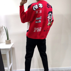 18新款冬季旺仔 span class=h>毛衣 /span>旺旺联名款潮牌外套衣服