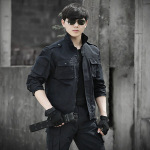 黑色保安99作训服套装男训练军训服军装特种兵长袖耐磨工作作战服