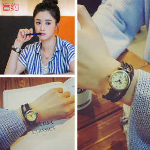 盲约蒋欣同款手表女学生韩版简约潮流ulzzang森系文艺复古小表盘