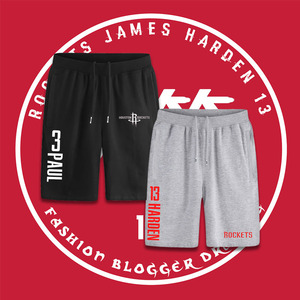 火箭哈登harden保罗paul篮球运动纯棉五分卫裤宽松透气休闲 span