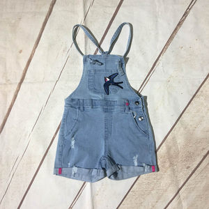 高端品牌撤柜童装丹尼**女童中大童牛仔背带短裤儿童夏 span class=h>