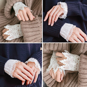 韩版蕾丝镂空钩花假 span class=h>袖套 /span>装饰假袖子女士百搭